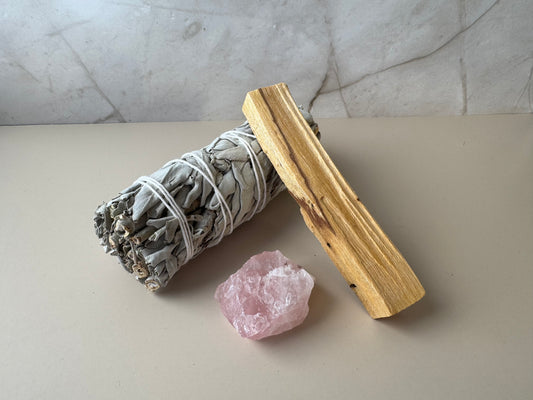 Sage, Palo Santo and Rose Quartz Cleansing Ritual Kit