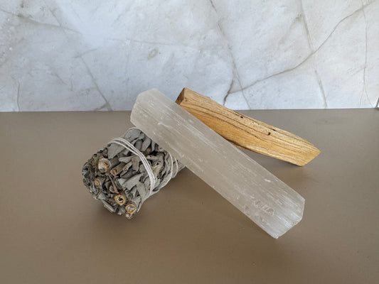 Sage, Palo Santo and Selenite Cleanse Ritual Kit