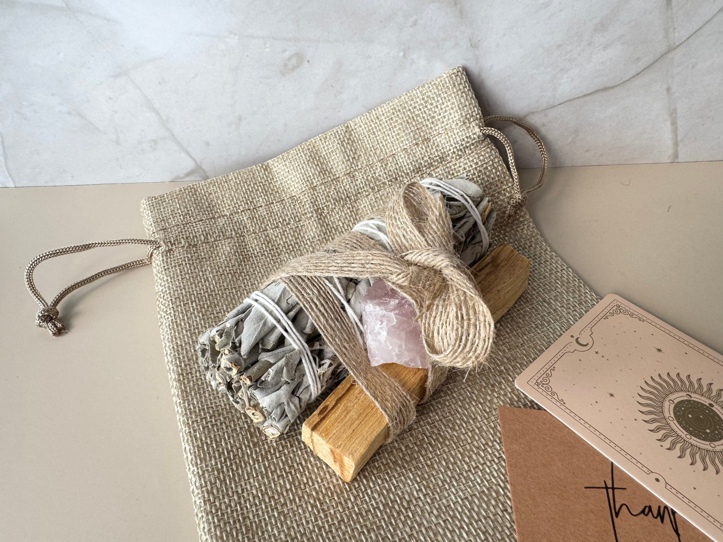Sage, Palo Santo and Rose Quartz Cleansing Ritual Kit