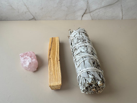 Sage, Palo Santo and Rose Quartz Cleansing Ritual Kit