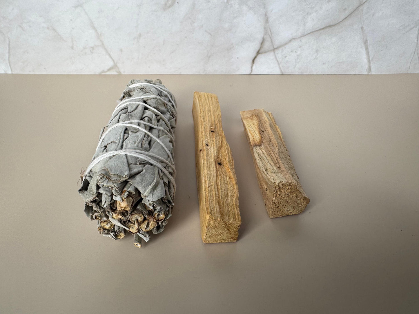 Mini Cleansing Ritual Kit with organic Californian white sage and Palo Santo. Ritual tools, spiritual gift set.